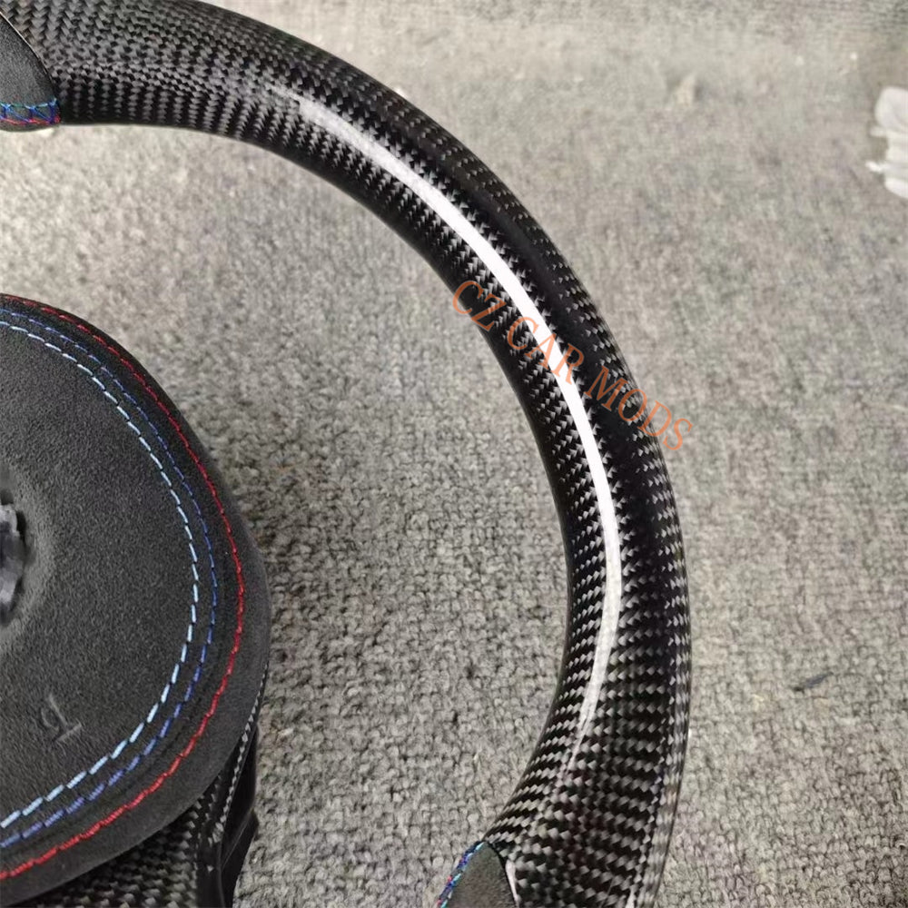 Customized Alcantara Carbon Fiber Steering Wheel With Airbag Cover For 2018 2019 2020 2021 2022 BMW M8 Auto Accessory Re-manufactured