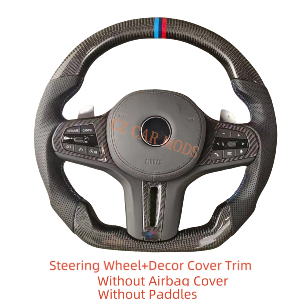 Customized Perforated Leather Carbon Fiber Steering Wheel With Airbag Cover Paddles Shift For 2018 2019 2020 2021 2022 BMW M8 Auto Accessory Re-manufactured