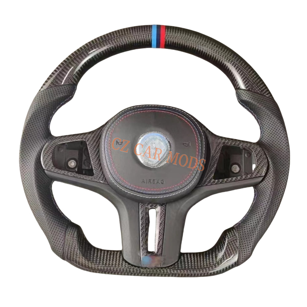 Customized Perforated Leather Carbon Fiber Steering Wheel With Airbag Cover Auto Accessory Re-manufactured For 2018 2019 2020 2021 2022 BMW M8
