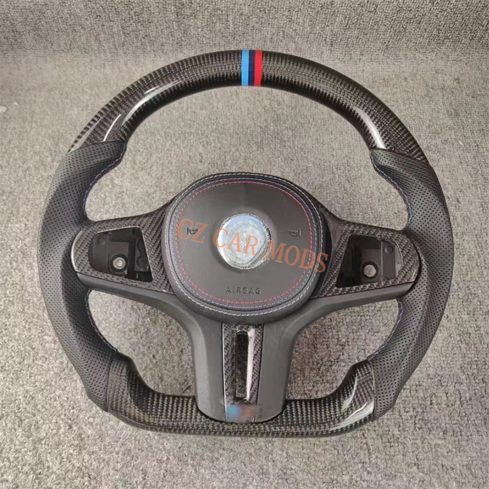 Customized Perforated Leather Carbon Fiber Steering Wheel With Airbag Cover Auto Accessory Re-manufactured For 2018 2019 2020 2021 2022 BMW M8