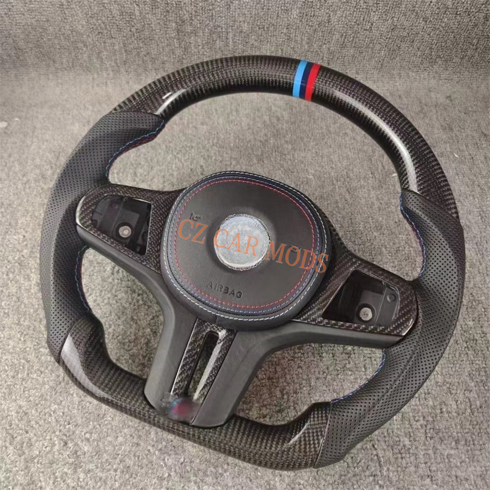 Customized Perforated Leather Carbon Fiber Steering Wheel With Airbag Cover Auto Accessory Re-manufactured For 2018 2019 2020 2021 2022 BMW M8