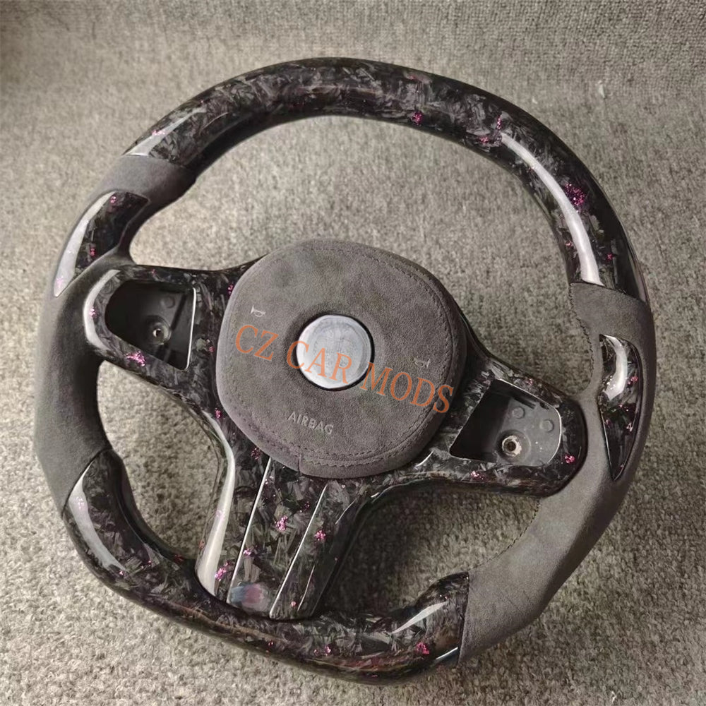 Customized Alcantara Forged Carbon Fiber Steering Wheel With Airbag Cover For 2018 2019 2020 2021 2022 BMW M8 Auto Accessory Re-manufactured