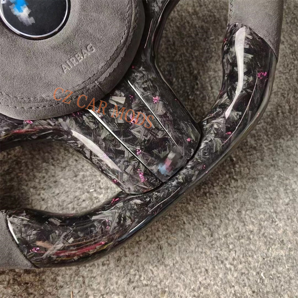Customized Alcantara Forged Carbon Fiber Steering Wheel With Airbag Cover For 2018 2019 2020 2021 2022 BMW M8 Auto Accessory Re-manufactured