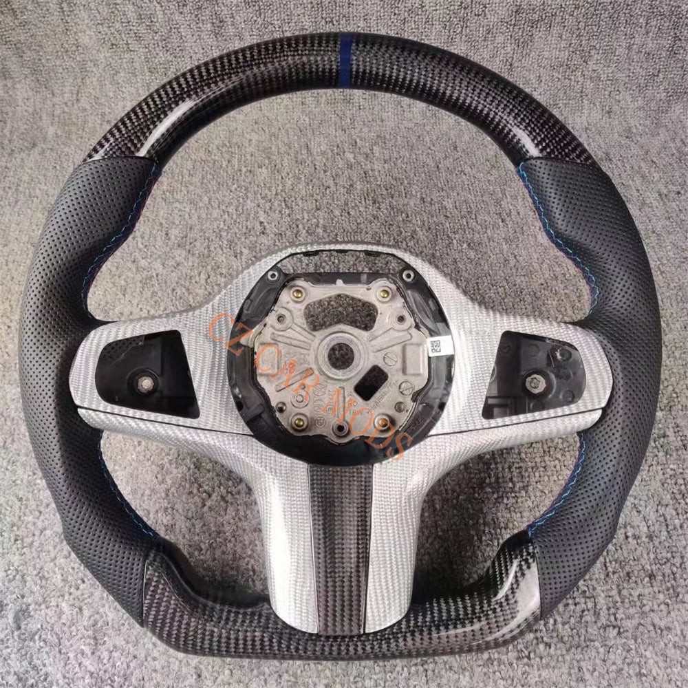 Customized Perforated Leather Carbon Fiber Steering Wheel For 2018 2019 2020 2021 2022 BMW M8 Auto Accessory Re-manufactured