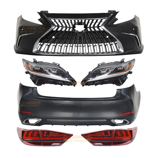 Car Body Kits for LEXUS ES ES300h ES350 2013-2018 Upgrade 2023 LOOK Front Bumper Grille Triple LED Headlights Rear Bumper Tail Lights