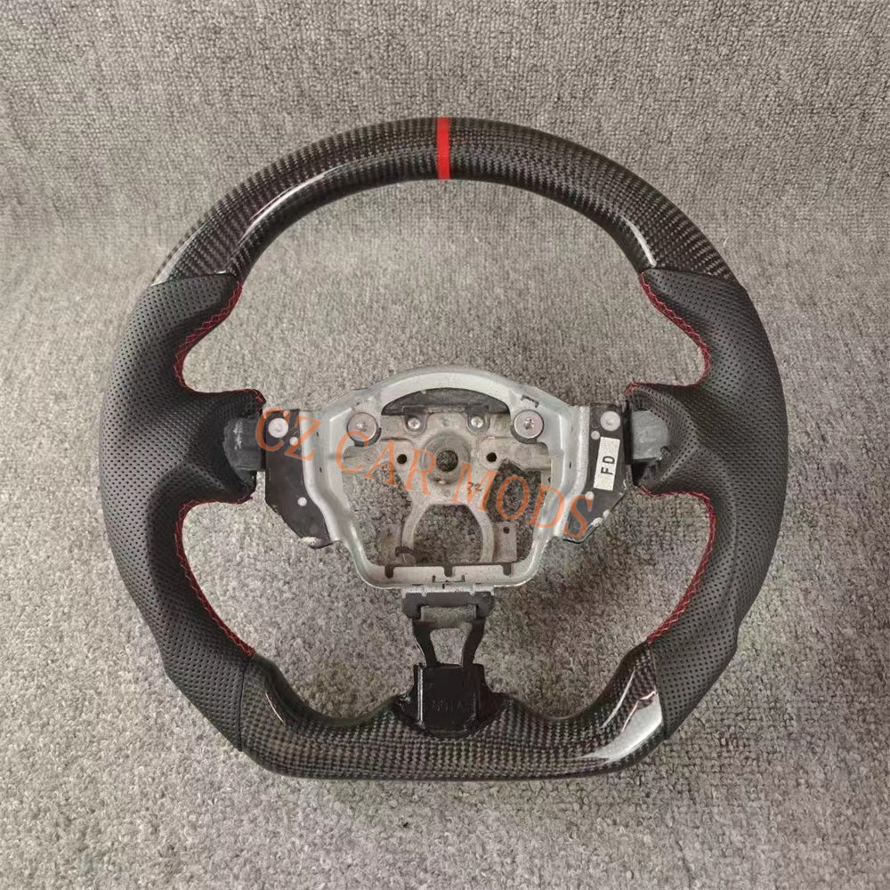 Custom Perforated Leather Carbon Fiber Steering Wheel Auto Accessory Red Center Strip For Nissan Sentra 2016-2024 Nissan 370z 2009-2021 INFINITI FX35 2009-2013 Remanufactured