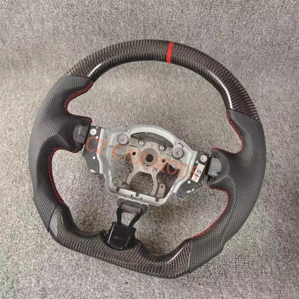 Custom Perforated Leather Carbon Fiber Steering Wheel Auto Accessory Red Center Strip For Nissan Sentra 2016-2024 Nissan 370z 2009-2021 INFINITI FX35 2009-2013 Remanufactured