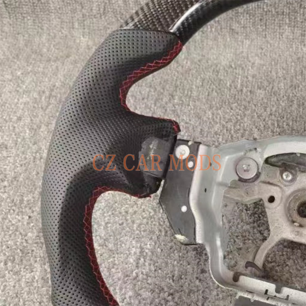 Custom Perforated Leather Carbon Fiber Steering Wheel Auto Accessory Red Center Strip Remanufactured For Nissan Sentra 2016-2024 Nissan 370z 2009-2021 INFINITI FX35 2009-2013