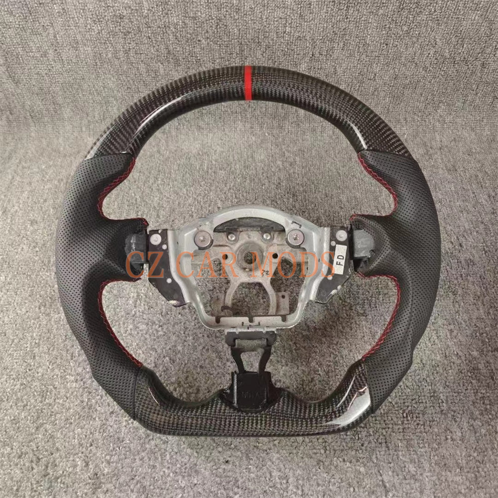 Custom Perforated Leather Carbon Fiber Steering Wheel Auto Accessory Red Center Strip Remanufactured For Nissan Sentra 2016-2024 Nissan 370z 2009-2021 INFINITI FX35 2009-2013