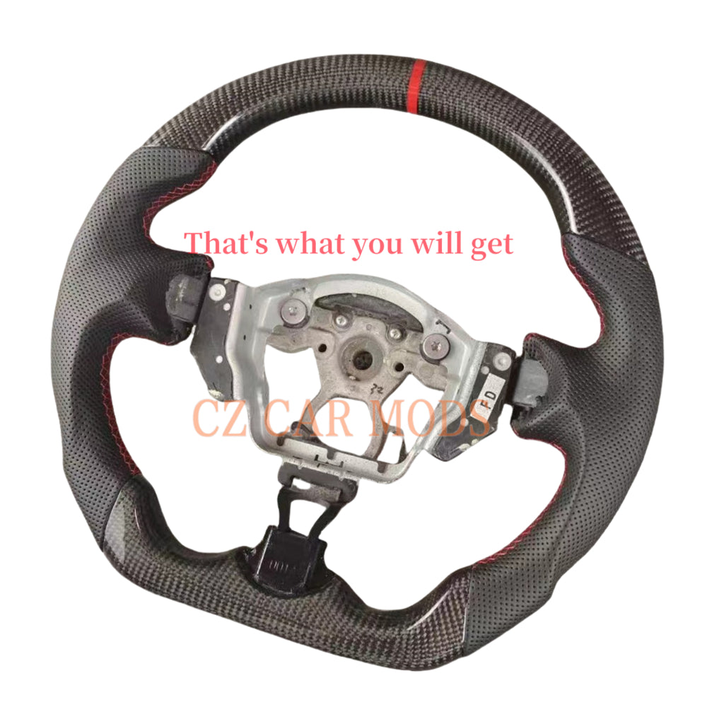 Custom Perforated Leather Carbon Fiber Steering Wheel Auto Accessory Red Center Strip Remanufactured For Nissan Sentra 2016-2024 Nissan 370z 2009-2021 INFINITI FX35 2009-2013