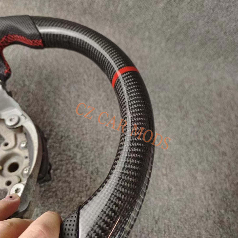 Custom Perforated Leather Carbon Fiber Steering Wheel Auto Accessory Red Center Strip Remanufactured For Nissan Sentra 2016-2024 Nissan 370z 2009-2021 INFINITI FX35 2009-2013