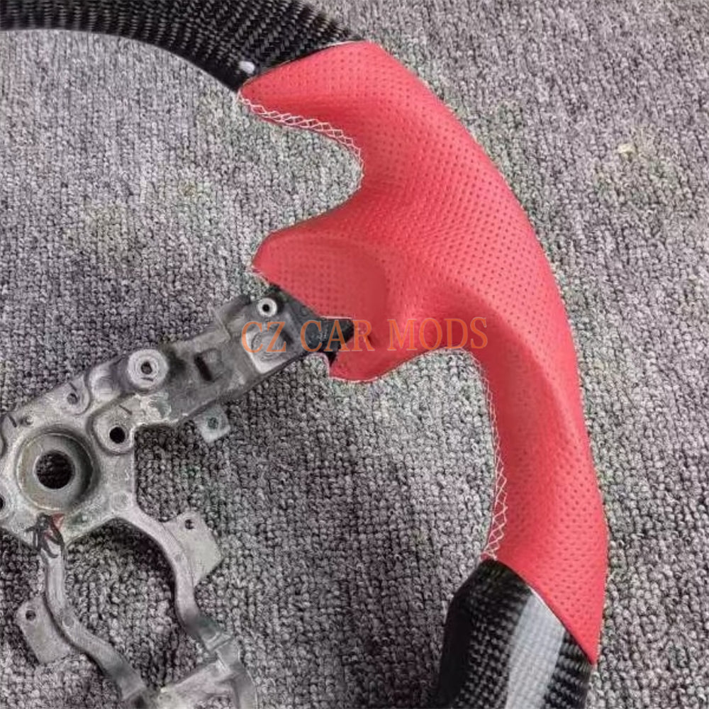 Custom Red Leather Real Carbon Fiber Steering Wheel Auto Accessory Red Center Strip Remanufactured For Nissan Sentra 2016-2024 Nissan 370z 2009-2021 INFINITI FX35 2009-2013
