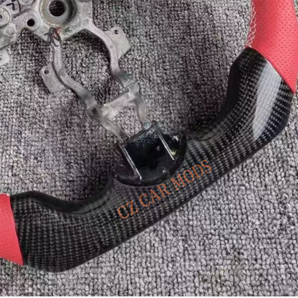 Custom Red Leather Real Carbon Fiber Steering Wheel Auto Accessory Red Center Strip Remanufactured For Nissan Sentra 2016-2024 Nissan 370z 2009-2021 INFINITI FX35 2009-2013