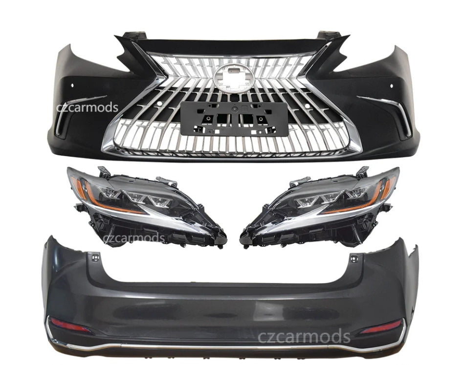 Car Body Kits for LEXUS ES ES300h ES350 2013-2018 Upgrade 2023 Look Front Bumper Grille Triple LED Headlights Rear Bumper