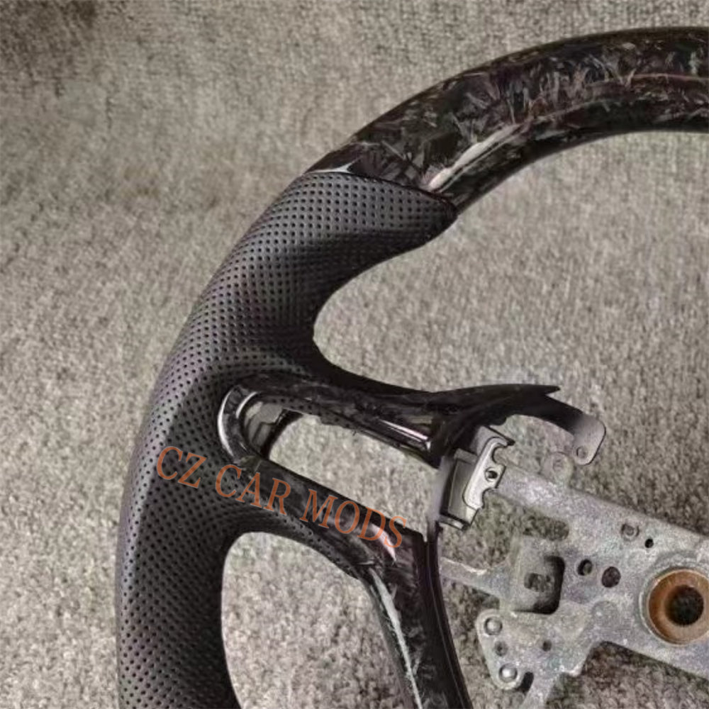 Custom Perforated Leather Forged Carbon Fiber Steering Wheel Auto Accessory For Honda Jazz 2009 2010 2011 2012 2013 2014 Remanufactured