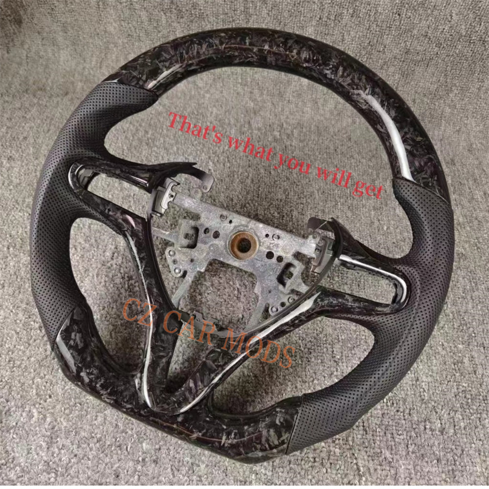 Custom Perforated Leather Forged Carbon Fiber Steering Wheel Auto Accessory For Honda Jazz 2009 2010 2011 2012 2013 2014 Remanufactured
