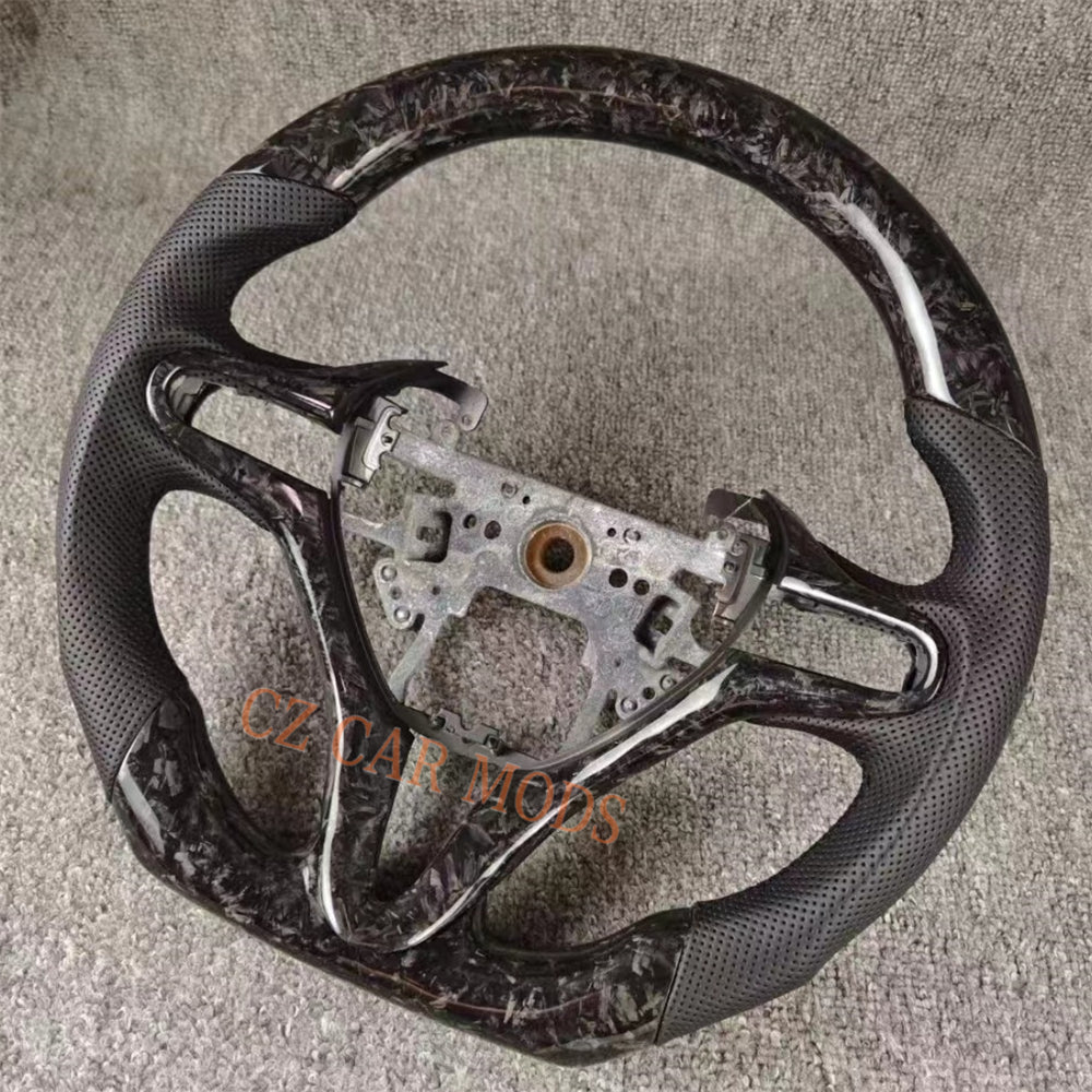 Custom Perforated Leather Forged Carbon Fiber Steering Wheel Auto Accessory For Honda Jazz 2009 2010 2011 2012 2013 2014 Remanufactured