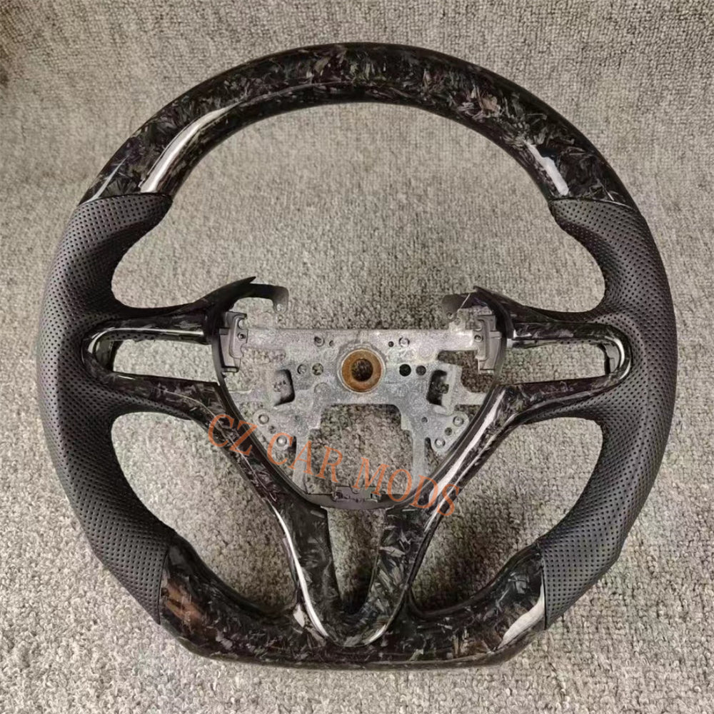 Custom Perforated Leather Forged Carbon Fiber Steering Wheel Auto Accessory For Honda Jazz 2009 2010 2011 2012 2013 2014 Remanufactured