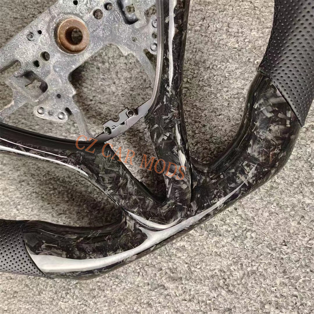 Custom Perforated Leather Forged Carbon Fiber Steering Wheel Auto Accessory For Honda Jazz 2009 2010 2011 2012 2013 2014 Remanufactured