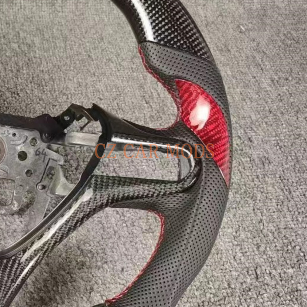 Custom Real Carbon Fiber Steering Wheel Perforated Leather Auto Accessory For Honda Civic 8th GEN 2006 2007 2008 2009 2010 2011 Remanufactured