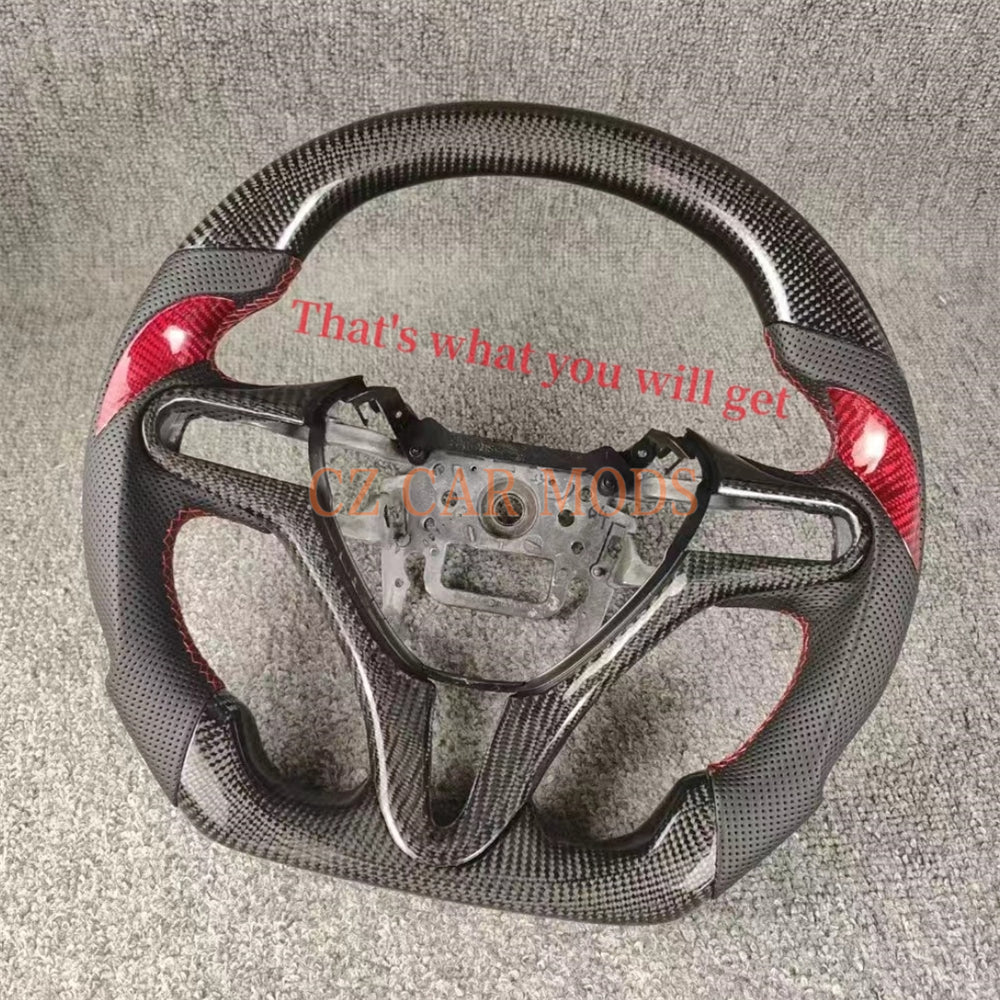 Custom Real Carbon Fiber Steering Wheel Perforated Leather Auto Accessory For Honda Civic 8th GEN 2006 2007 2008 2009 2010 2011 Remanufactured