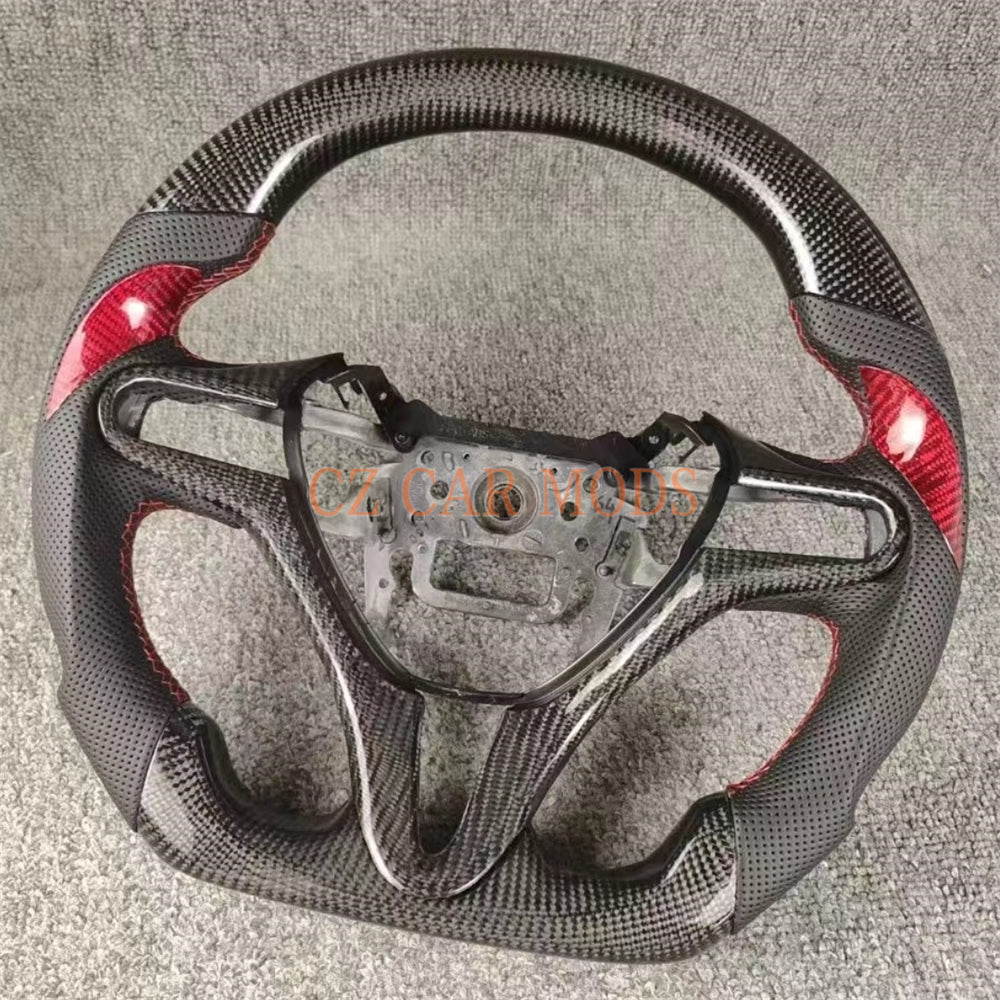 Custom Real Carbon Fiber Steering Wheel Perforated Leather Auto Accessory For Honda Civic 8th GEN 2006 2007 2008 2009 2010 2011 Remanufactured