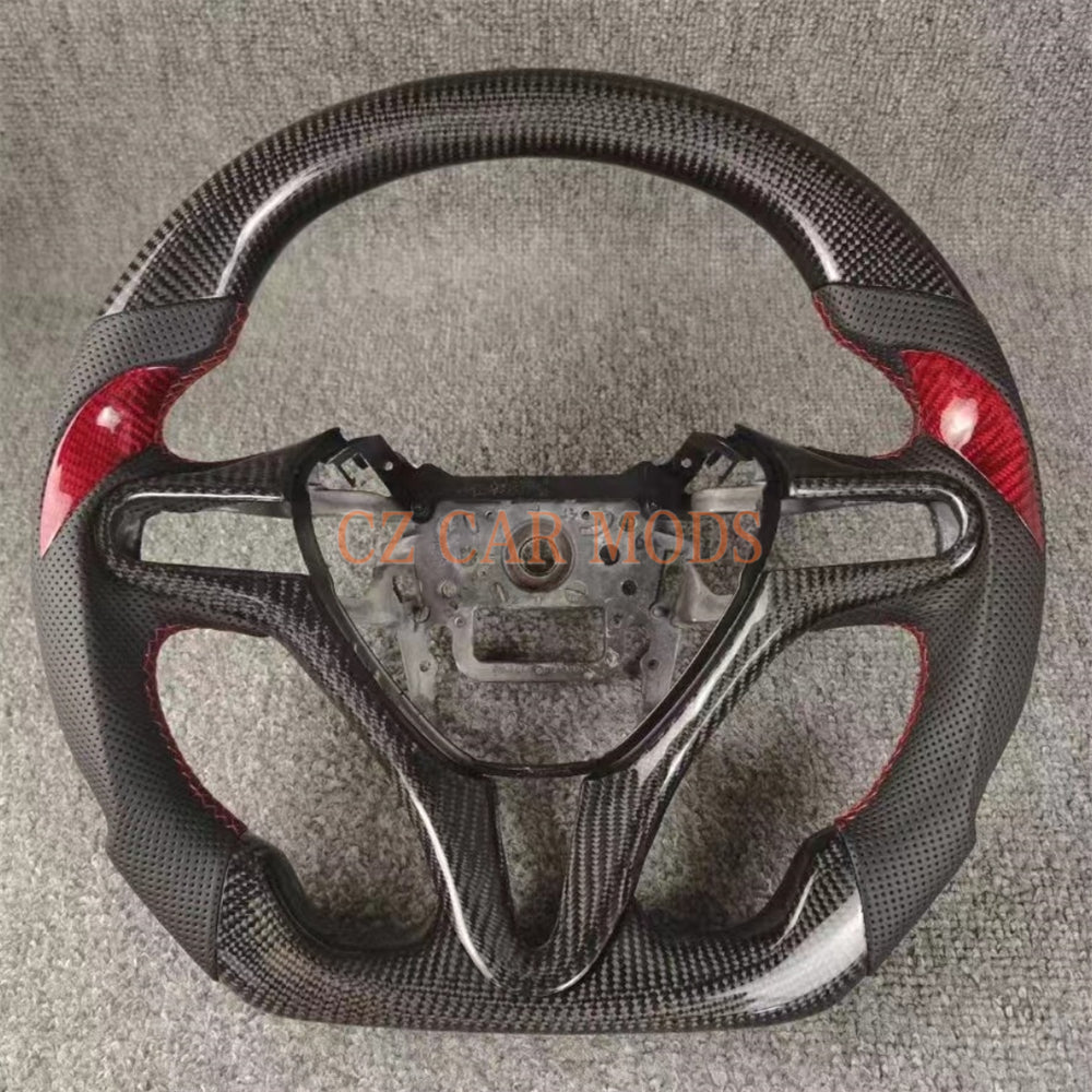 Custom Real Carbon Fiber Steering Wheel Perforated Leather Auto Accessory For Honda Civic 8th GEN 2006 2007 2008 2009 2010 2011 Remanufactured