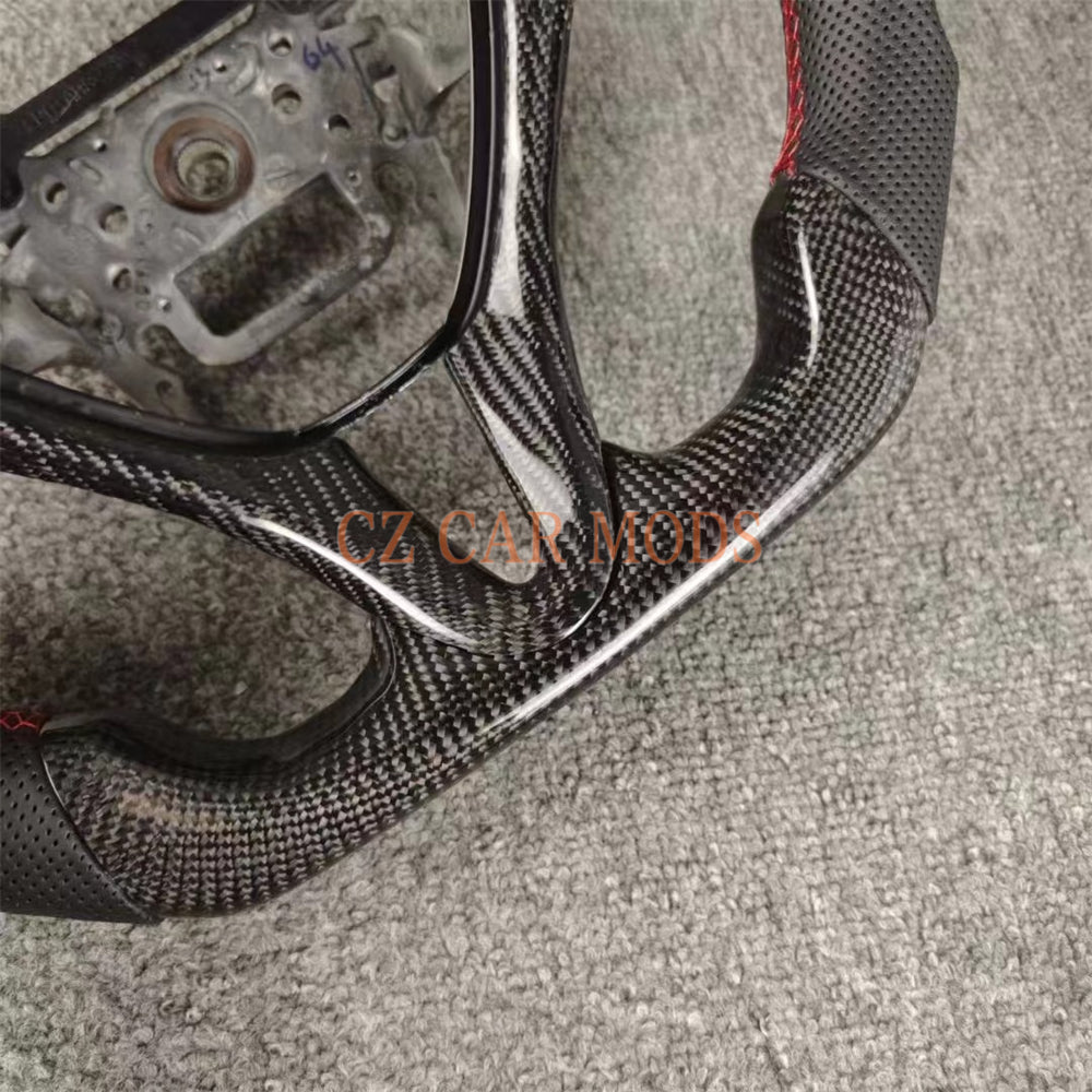 Custom Real Carbon Fiber Steering Wheel Perforated Leather Auto Accessory For Honda Civic 8th GEN 2006 2007 2008 2009 2010 2011 Remanufactured