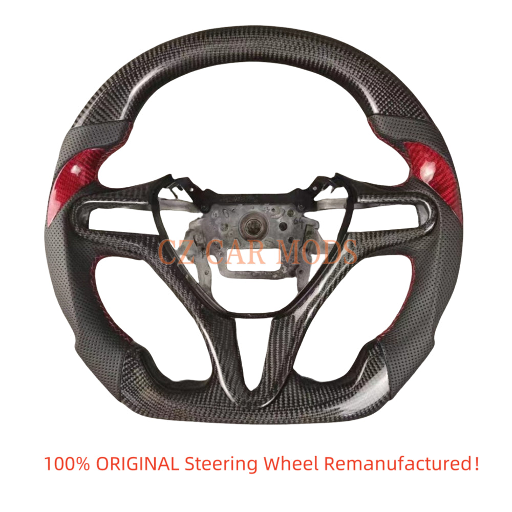 Custom Real Carbon Fiber Steering Wheel Perforated Leather Auto Accessory For Honda Civic 8th GEN 2006 2007 2008 2009 2010 2011 Remanufactured