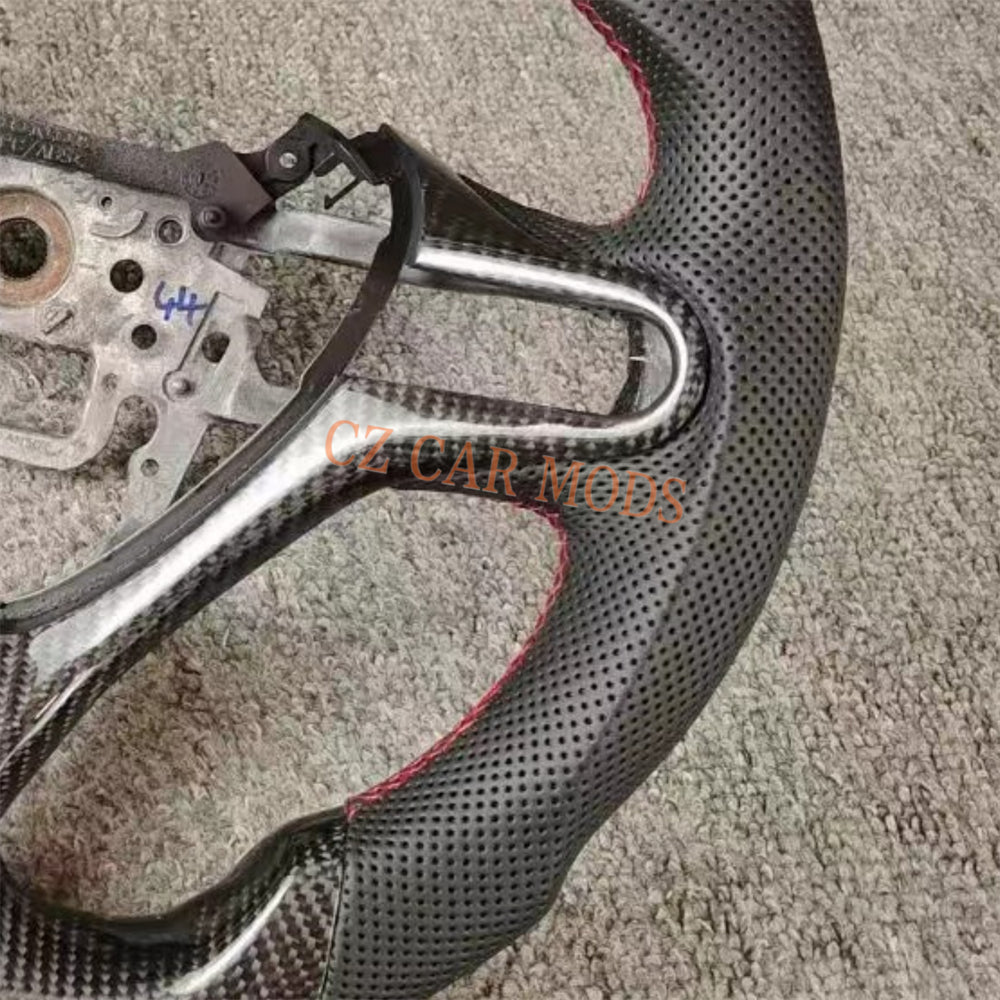 Custom Perforated Leather Carbon Fiber Steering Wheel With Red Center Strip Auto Accessory For Honda City 2009 2010 2011 2012 2013 Remanufactured