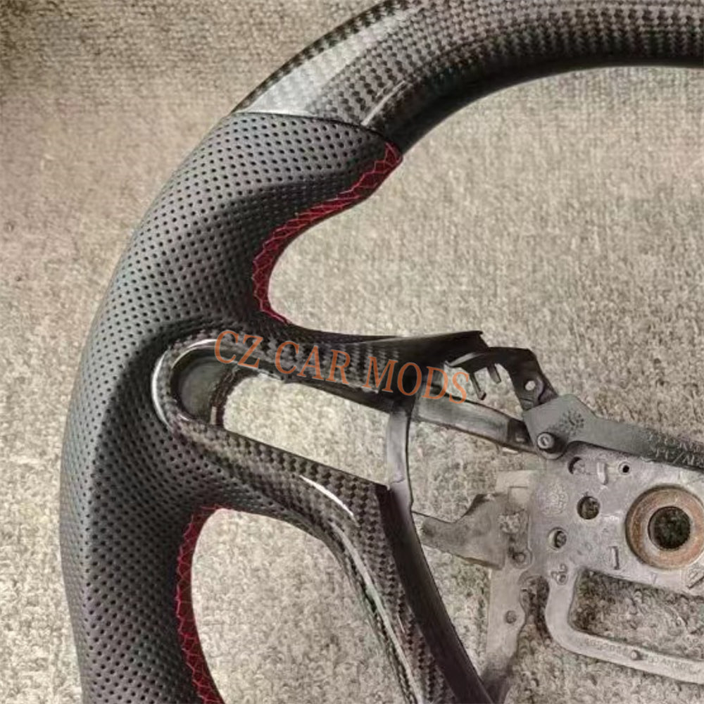 Custom Perforated Leather Carbon Fiber Steering Wheel With Red Center Strip Auto Accessory For Honda City 2009 2010 2011 2012 2013 Remanufactured