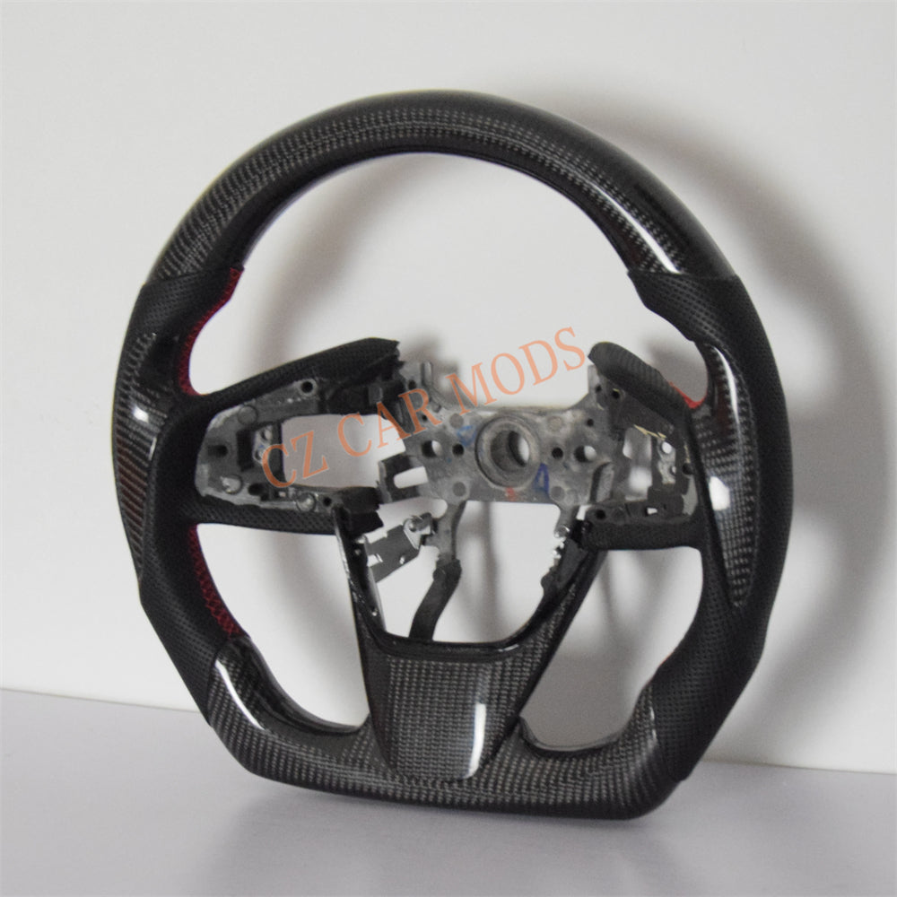Customized Black Perforated Leather Carbon Fiber Steering Wheel Auto Accessory Remanufactured For Honda Civic 10th GEN 2016 2017 2018 2019 2020 2021