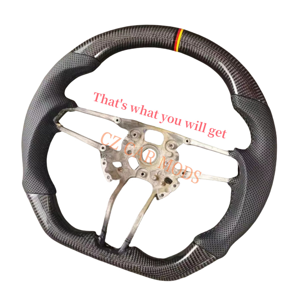 Customized Brand New Perforated Leather Real Black Carbon Fiber Steering Wheel Auto Accessory Fit For Porsche 718 2016 2017 2018 2019 2020 2021