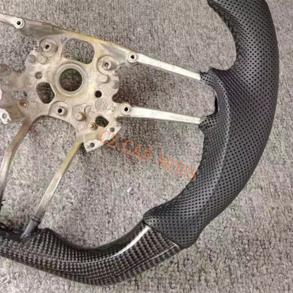 Customized Brand New Perforated Leather Real Black Carbon Fiber Steering Wheel Auto Accessory Fit For Porsche 718 2016 2017 2018 2019 2020 2021