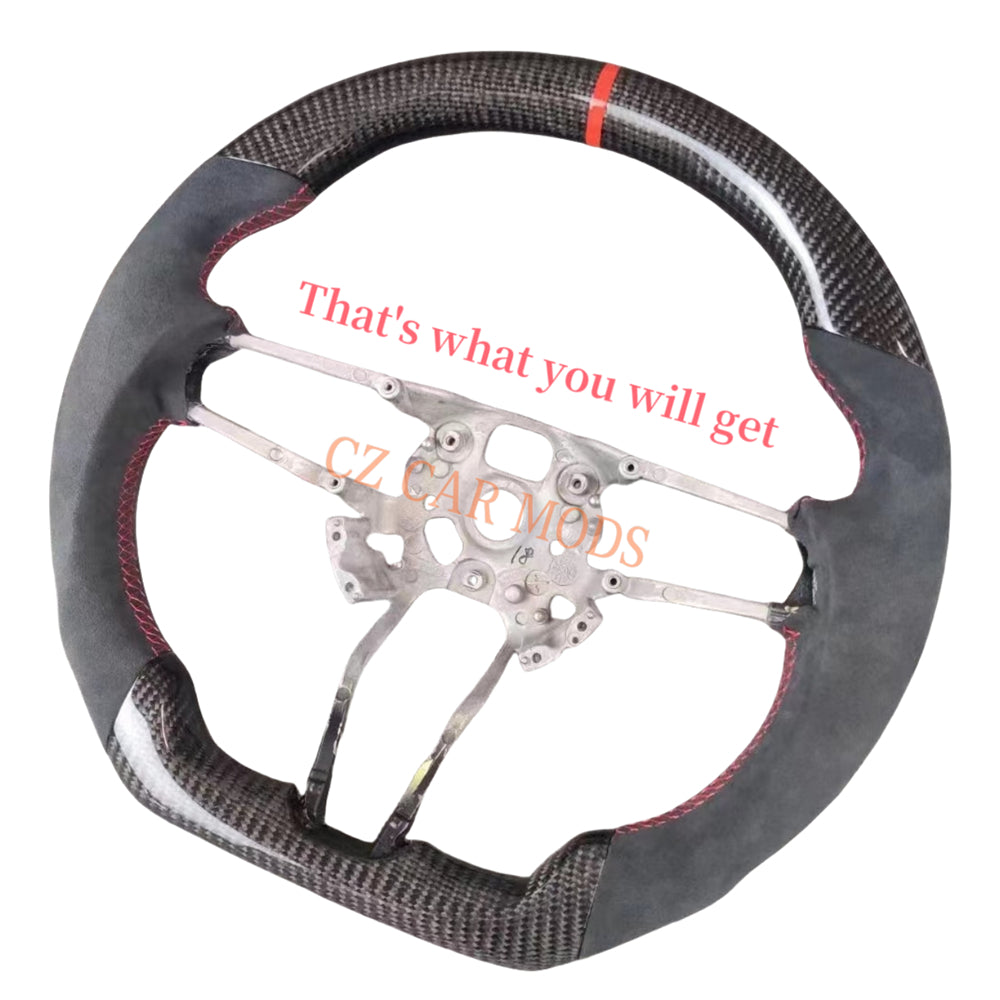 Custom Brand New Alcantara Carbon Fiber Steering Wheel With Red Center Strip Fit For Porsche 911 2016 2017 2018 Auto Accessory