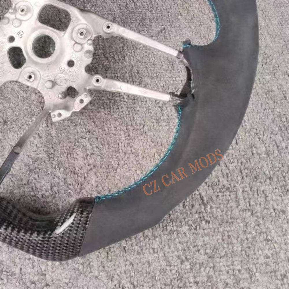 Customized Brand New Carbon Fiber Steering Wheel Black Alcantara For Porsche 718 2016 2017 2018 2019 2020 2021 Auto Accessory
