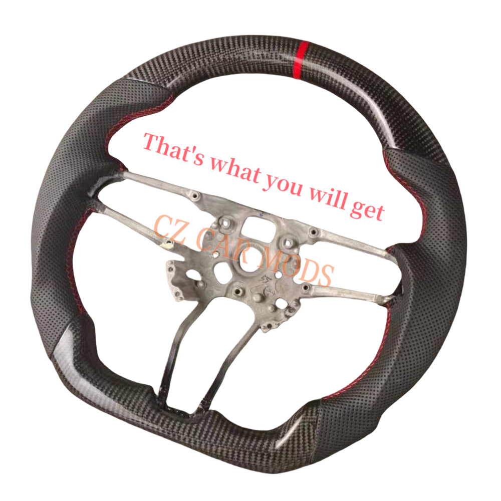 Custom Brand New Perforated Leather Carbon Fiber Steering Wheel With Red Center Strip For Porsche 911 2016 2017 2018 Auto Accessory