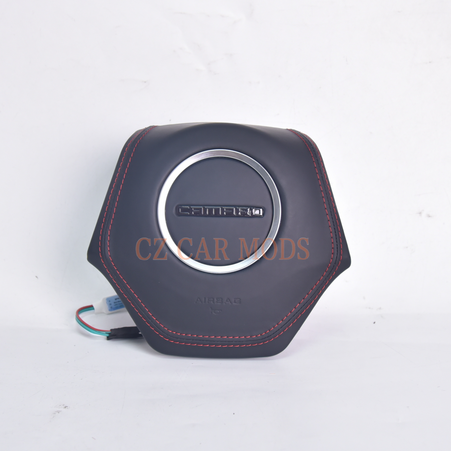 Black leather red stitch LED Luminous Steering Wheel Airbag Cover Designed Specifically for Chevrolet