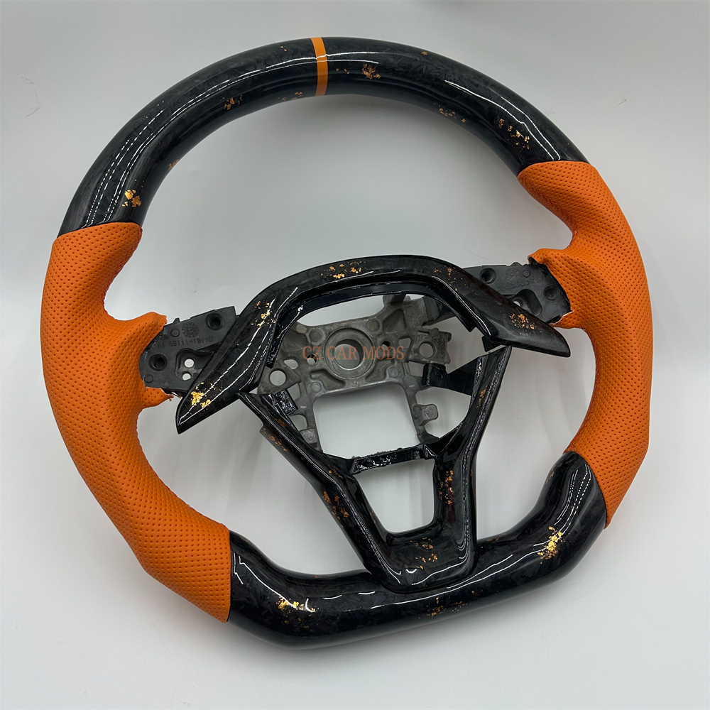 Customized black Forged Carbon Fiber orange Perforated Leather Strip Steering Wheel Fit For Honda Accord 2018 2019 2020 2021 2022
