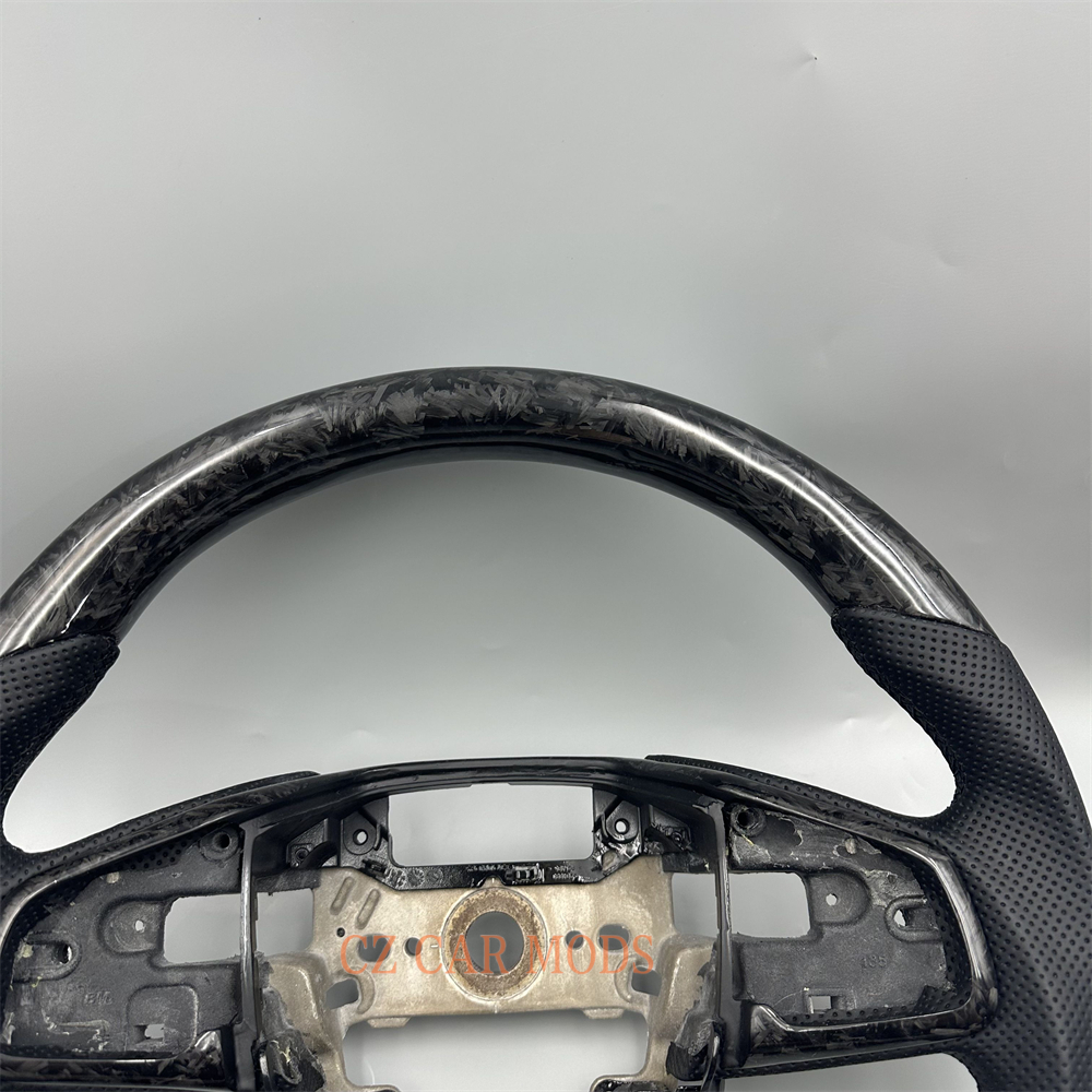 Customized Black forged carbon fiber leather steering wheel for 2016 2017 2018 2019 2020 2021 Honda Civic