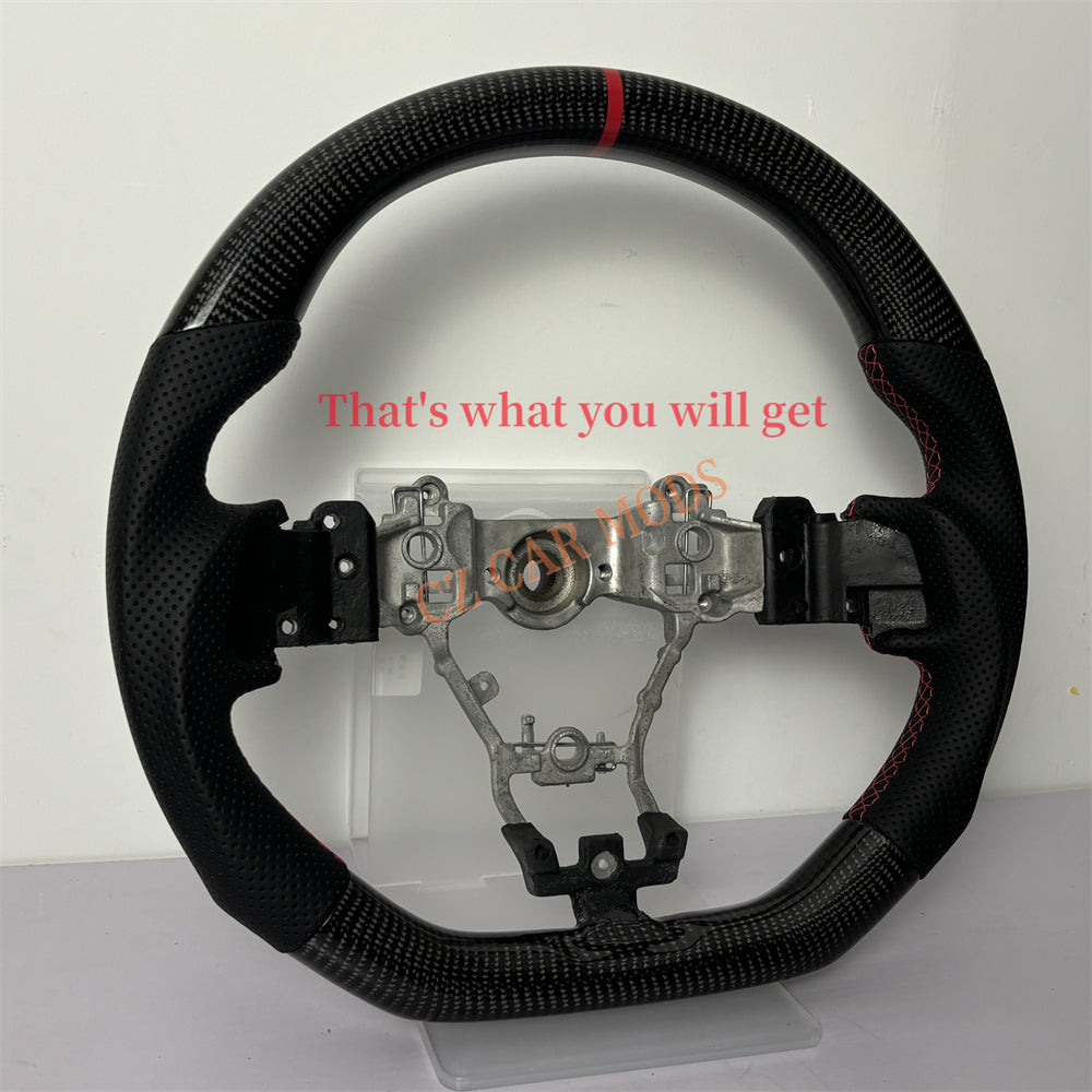 Customized Brand New Perforated Leather Carbon Fiber Steering Wheel Auto Accessory Red Center Strip Fit For Subaru WRX 2015 2016 2017 2018 2020 2021