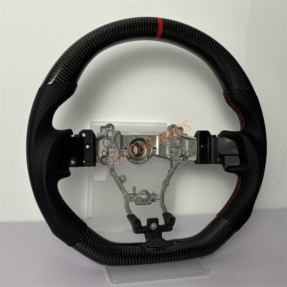Customized Brand New Perforated Leather Carbon Fiber Steering Wheel Auto Accessory Red Center Strip Fit For Subaru WRX 2015 2016 2017 2018 2020 2021