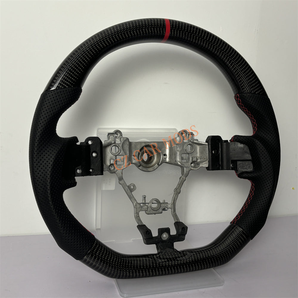 Customized Brand New Perforated Leather Carbon Fiber Steering Wheel Auto Accessory Red Center Strip Fit For Subaru WRX 2015 2016 2017 2018 2020 2021