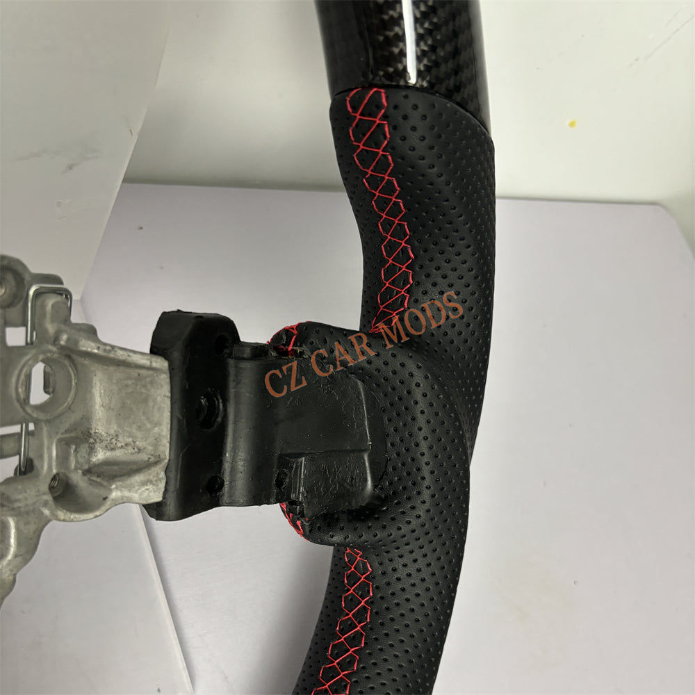 Customized Brand New Perforated Leather Carbon Fiber Steering Wheel Auto Accessory Red Center Strip Fit For Subaru WRX 2015 2016 2017 2018 2020 2021