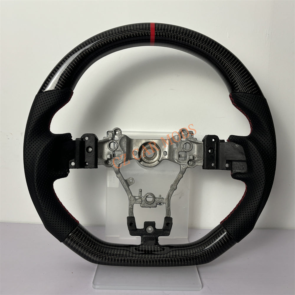 Customized Brand New Perforated Leather Carbon Fiber Steering Wheel Auto Accessory Red Center Strip Fit For Subaru WRX 2015 2016 2017 2018 2020 2021