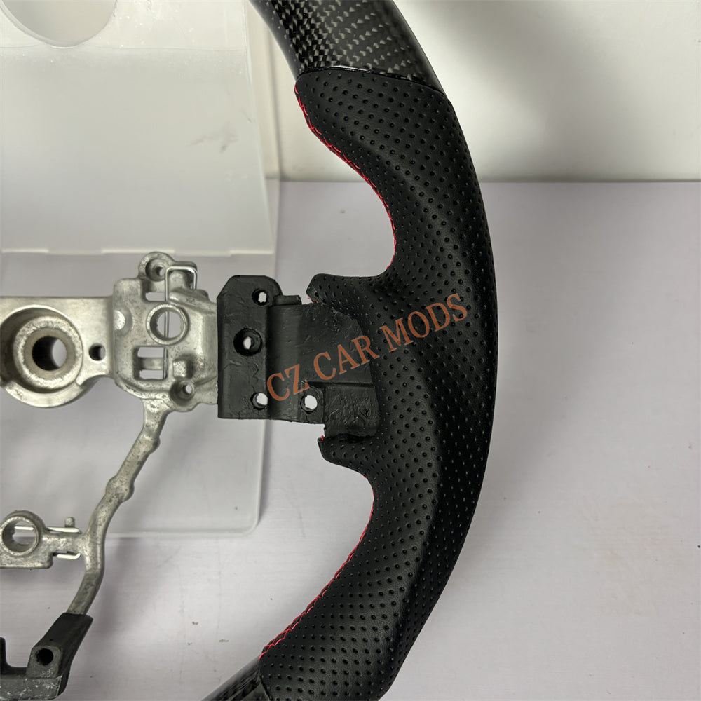 Customized Brand New Perforated Leather Carbon Fiber Steering Wheel Auto Accessory Red Center Strip Fit For Subaru WRX 2015 2016 2017 2018 2020 2021