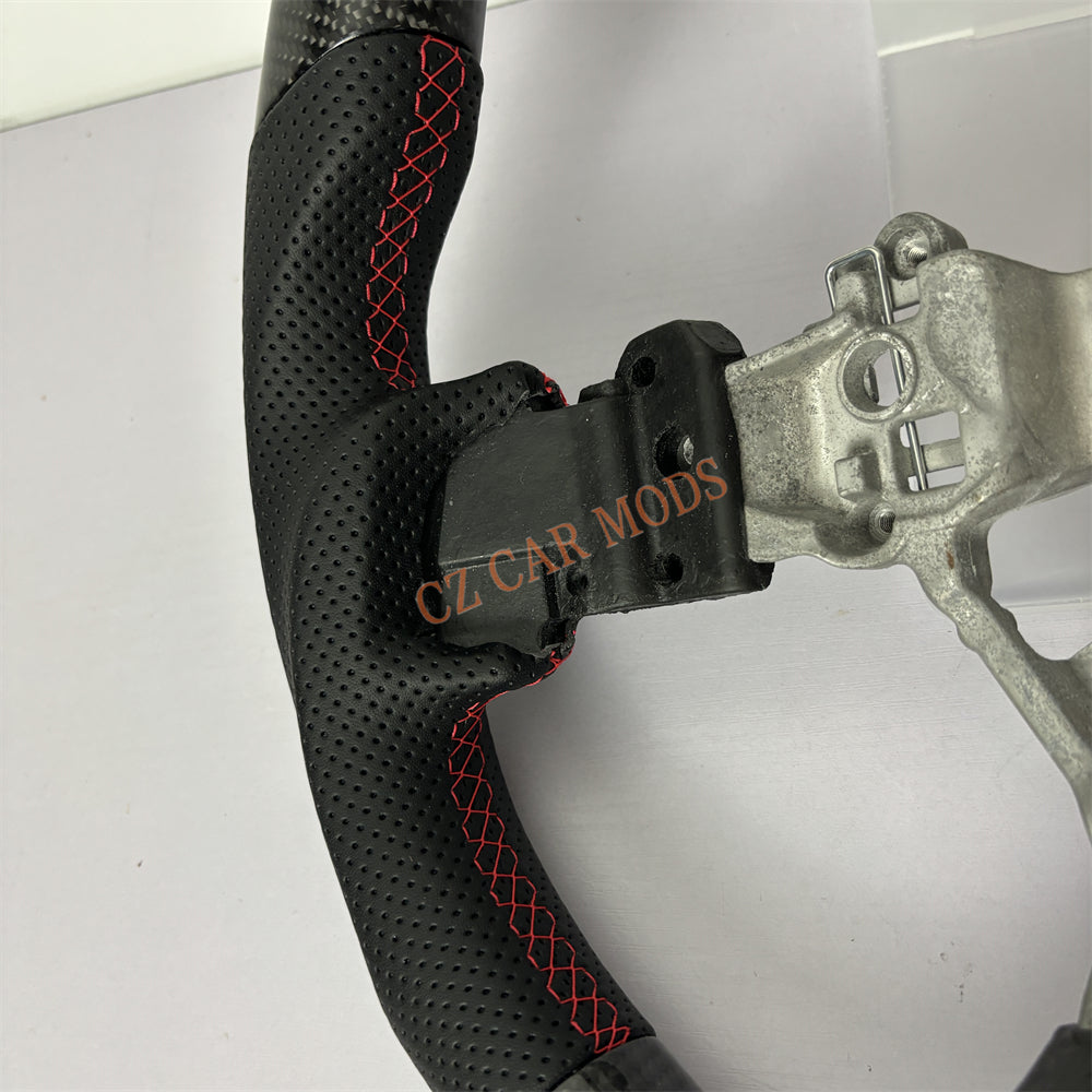 Customized Brand New Perforated Leather Carbon Fiber Steering Wheel Auto Accessory Red Center Strip Fit For Subaru WRX 2015 2016 2017 2018 2020 2021