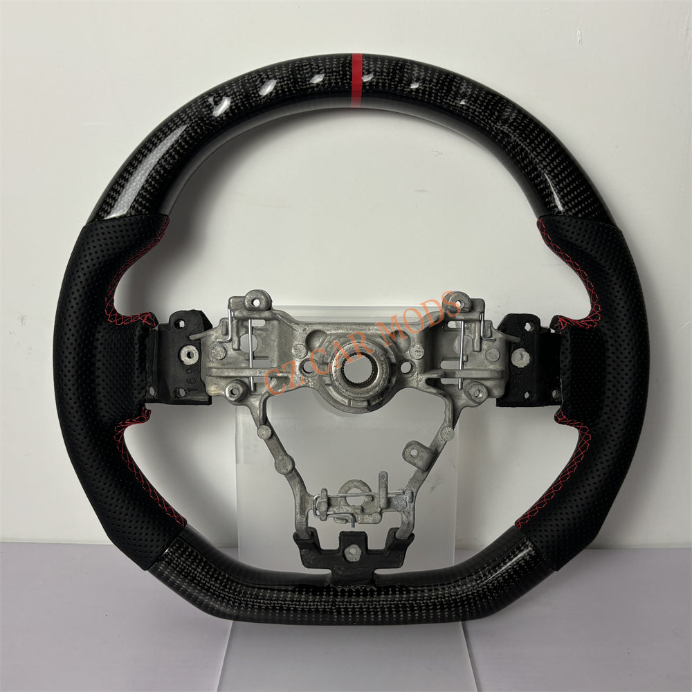 Customized Brand New Perforated Leather Carbon Fiber Steering Wheel Auto Accessory Red Center Strip Fit For Subaru WRX 2015 2016 2017 2018 2020 2021