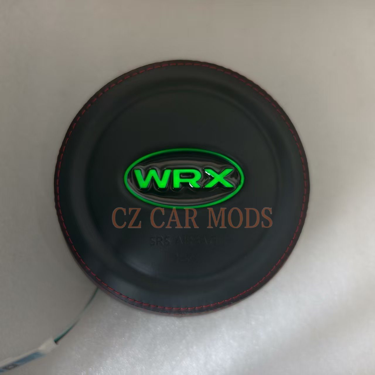 Black leather red stitch LED Luminous Steering Wheel Airbag Cover Designed Specifically for Subaru