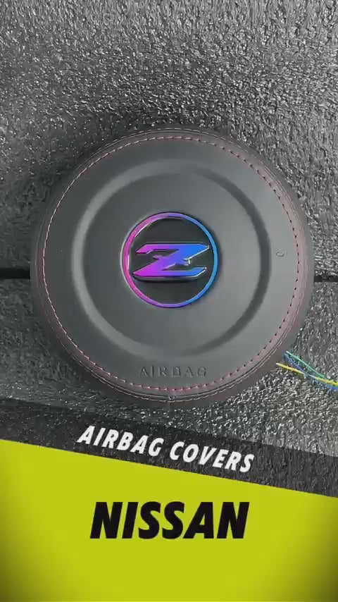 Black leather red stitch LED Luminous Steering Wheel Airbag Cover Designed Specifically for Nissan